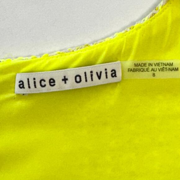 Alice + Olivia Clyde Sequin-Embellished Mini Dress Boucle-Tweed Neon 8 - Picture 10 of 10